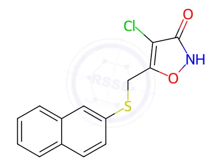 Chemical structure of 4-Chloro-5-((naphthalen-2-ylthio)methyl)isoxazol-3(2H)-one