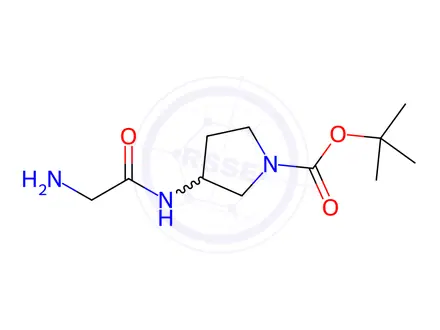 Chemical structure of 3-(2-AMino-acetylaMino)-pyrrolidine-1-carboxylic acid tert-butyl ester