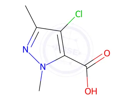 Chemical structure of 4-Chloro-1,3-dimethyl-1H-pyrazole-5-carboxylic Acid