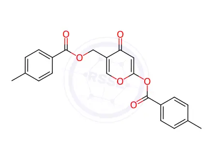 Chemical structure of 5-{[(4-Methylbenzoyl)oxy]methyl}-4-oxo-4H-pyran-2-yl 4-methylbenzenecarboxylate