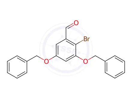 Chemical structure of Benzaldehyde, 2-bromo-3,5-bis(phenylmethoxy)-