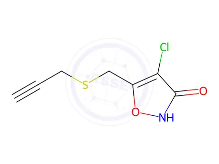 Chemical structure of 4-Chloro-5-((prop-2-yn-1-ylthio)methyl)isoxazol-3(2H)-one