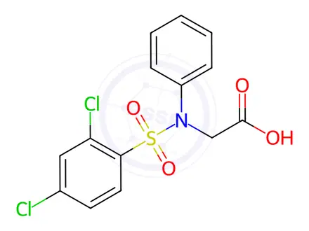 Chemical structure of 2-{[(2,4-dichlorophenyl)sulfonyl]anilino}acetic acid