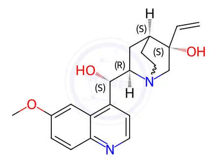 Chemical structure of Quinine Impurity 3 ((3S)-3-Hydroxy Quinidine)