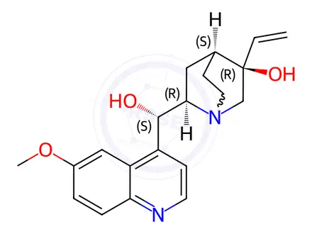 Chemical structure of Quinine Impurity 2 ((3R)-3-Hydroxy Quinidine)