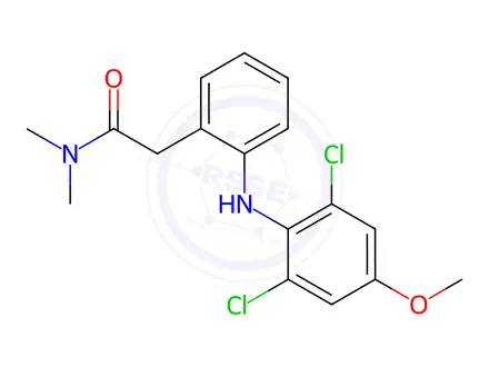 Chemical structure of 2-(2-((2,6-Dichloro-4-methoxyphenyl)amino)phenyl)-N,N-dimethylacetamide