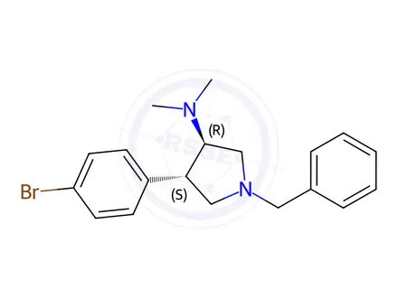 Chemical structure of (3S,4R)-1-benzyl-4-(4-bromophenyl)-N,N-dimethylpyrrolidin-3-amine