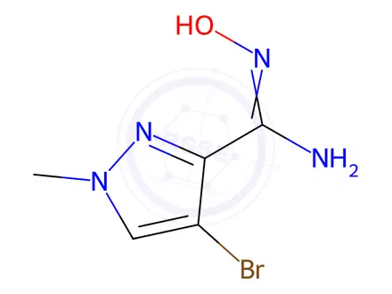 Chemical structure of 4-Bromo-N'-hydroxy-1-methyl-1H-pyrazole-3-carboximidamide
