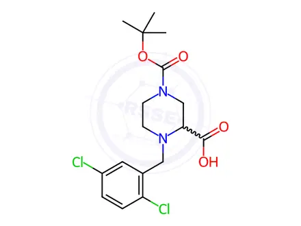 Chemical structure of 4-(2,5-Dichloro-benzyl)-piperazine-1,3-dicarboxylic acid 1-tert-butyl ester