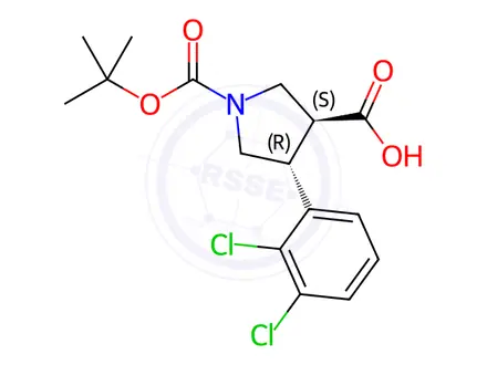 Chemical structure of (Tert-Butoxy)Carbonyl (±)-trans-4-(2,3-dichloro-phenyl)-pyrrolidine-3-carboxylic acid
