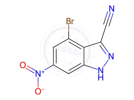 Chemical structure of 4-Bromo-6-nitro-1H-indazole-3-carbonitrile