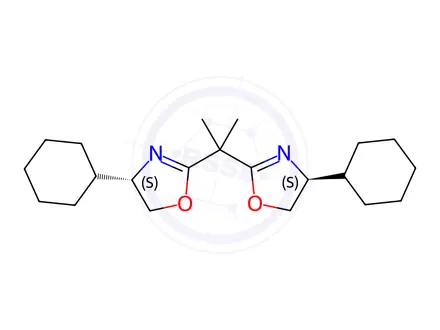 Chemical structure of Oxazole, 2,2'-(1-methylethylidene)bis[4-cyclohexyl-4,5-dihydro-, (4S,4'S)-