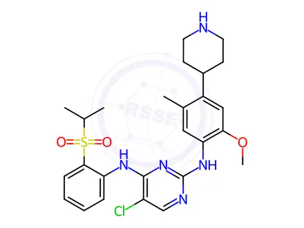Chemical structure of 5-Chloro-N4-(2-(isopropylsulfonyl)phenyl)-N2-(2-methoxy-5-methyl-4-(piperidin-4-yl)phenyl)pyrimidine-2,4-diamine
