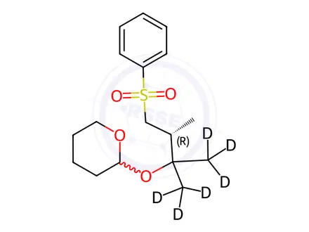 Chemical structure of Tetrahydro-2-[(2R)-1,1,2-trimethyl-3-(phenylsulfonyl)propoxy]-2H-pyran-d6