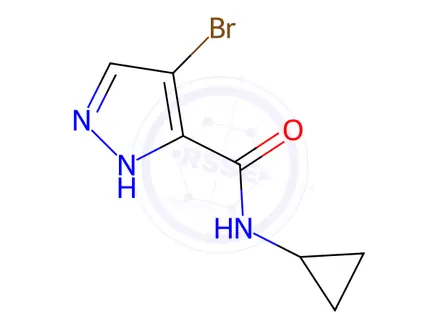 Chemical structure of 4-Bromo-N-cyclopropyl-1H-pyrazole-3-carboxamide