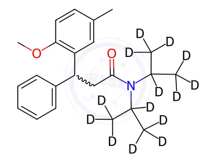 Chemical structure of N,N-Diisopropyl-3-(2-methoxy-5-methyl-phenyl)-3-phenylpropylamide-d14