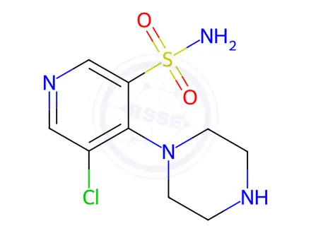 Chemical structure of 5-Chloro-4-(piperazin-1-yl)pyridine-3-sulfonamide
