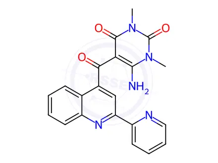 Chemical structure of 6-Amino-1,3-dimethyl-5-[[2-(2-pyridinyl)-4-quinolinyl]carbonyl]-2,4(1H,3H)-pyrimidinedione