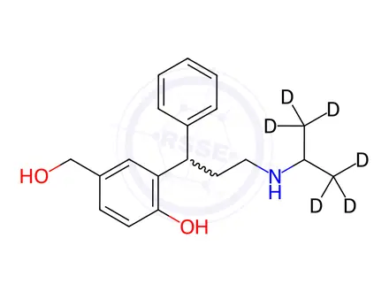 Chemical structure of rac 5-Hydroxymethyl Desisopropyl Tolterodine-d6