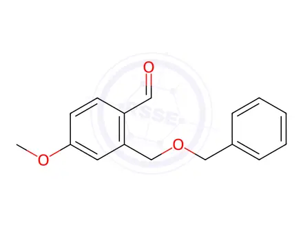 Chemical structure of Benzaldehyde, 4-methoxy-2-[(phenylmethoxy)methyl]-