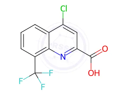 Chemical structure of 2-Quinolinecarboxylic acid, 4-chloro-8-(trifluoromethyl)-