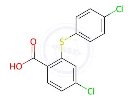 Chemical structure of 4-Chloro-2-[(4-chlorophenyl)sulfanyl]benzoic Acid
