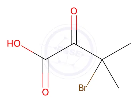 Chemical structure of Butanoic acid, 3-bromo-3-methyl-2-oxo-
