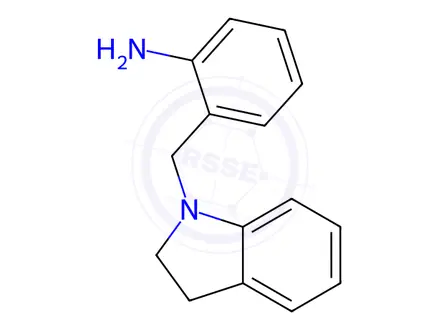Chemical structure of 2-(2,3-dihydro-1H-indol-1-ylmethyl)aniline