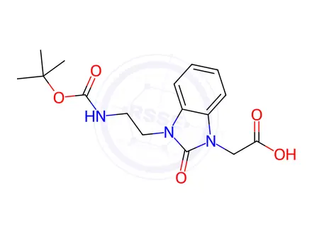 Chemical structure of 2-(3-{2-[(tert-Butoxycarbonyl)amino]ethyl}-2-oxo-2,3-dihydro-1H-benzimidazol-1-yl)acetic acid