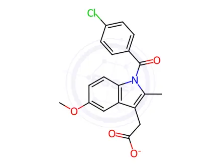 Chemical structure of Indomethacin sodium trihydrate