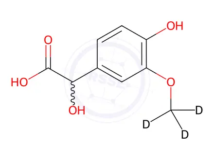 Chemical structure of 4-Hydroxy-3-methoxymandelic acid-[D3]