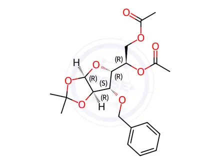 Chemical structure of 3-O-Benzyl-5,6-di-O-acetyl-1,2-O-isopropylidene-α-D-glucofuranose