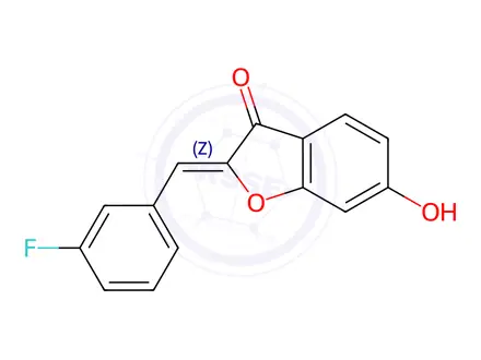 Chemical structure of (2Z)-2-(3-fluorobenzylidene)-6-hydroxy-1-benzofuran-3(2H)-one