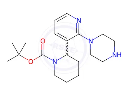 Chemical structure of tert-Butyl 2-(2-(piperazin-1-yl)pyridin-3-yl)piperidine-1-carboxylate