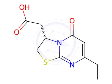 Chemical structure of 2-(7-Ethyl-5-oxo-2,3-dihydro-5H-thiazolo[3,2-a]pyrimidin-3-yl)acetic acid