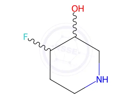 Chemical structure of (3S,4R)-4-Fluoropiperidin-3-ol hcl