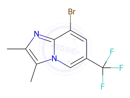 Chemical structure of Imidazo[1,2-a]pyridine, 8-bromo-2,3-dimethyl-6-(trifluoromethyl)-