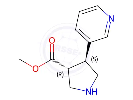 Chemical structure of trans-Methyl 4-(pyridin-3-yl)pyrrolidine-3-carboxylate dihydrochloride