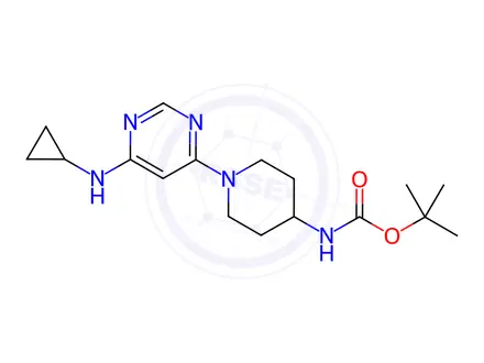 Chemical structure of [1-(6-CyclopropylaMino-pyriMidin-4-yl)-piperidin-4-yl]-carbaMic acid tert-butyl ester