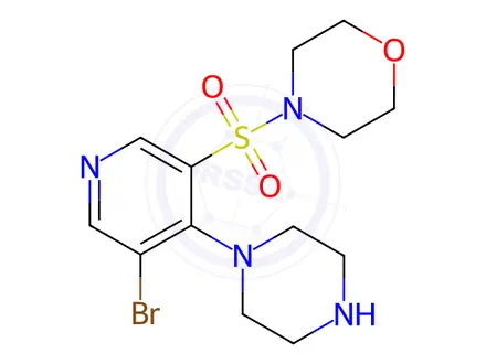 Chemical structure of 4-((5-Bromo-4-(piperazin-1-yl)pyridin-3-yl)sulfonyl)morpholine