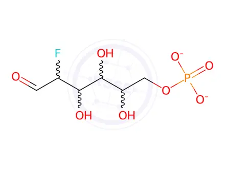 Chemical structure of 2-deoxy-2-fluoro-D-glucose-