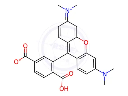 Chemical structure of 6-Carboxytetramethyl rhodamine hydrochloride