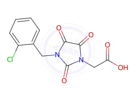Chemical structure of 2-[3-(2-chlorobenzyl)-2,4,5-trioxo-1-imidazolidinyl]acetic acid