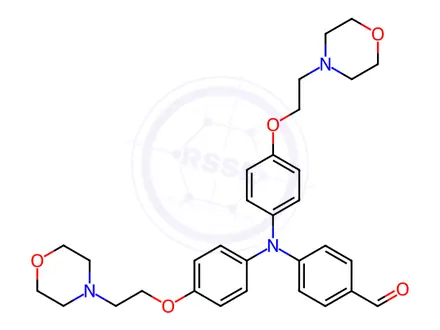 Chemical structure of Benzaldehyde, 4-[bis[4-[2-(4-morpholinyl)ethoxy]phenyl]amino]-