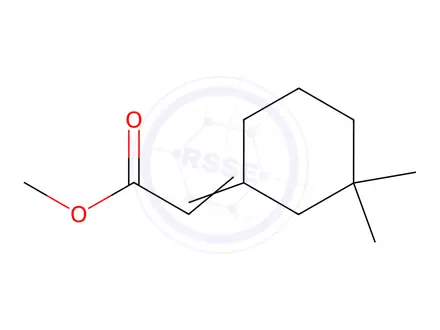 Chemical structure of Acetic acid, 2-(3,3-dimethylcyclohexylidene)-, methyl ester