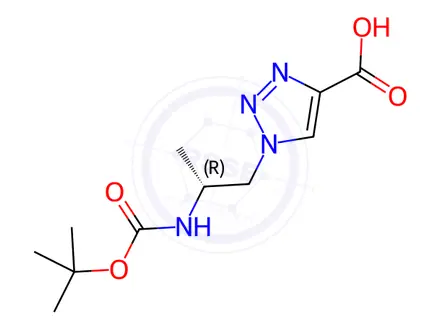 Chemical structure of 1-{(2R)-2-[(tert-Butoxycarbonyl)amino]propyl}-1H-1,2,3-triazole-4-carboxylic acid