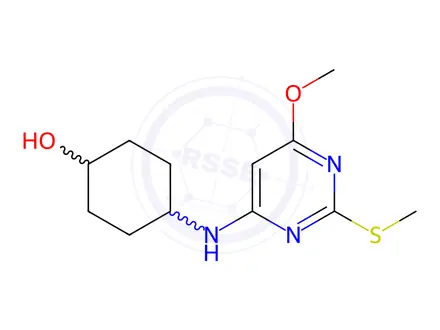 Chemical structure of (1R,4R)-4-(6-Methoxy-2-methylsulfanyl-pyrimidin-4-ylamino)-cyclohexanol