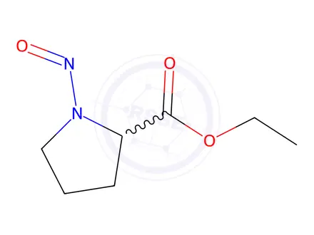 Chemical structure of Proline, 1-nitroso-, ethyl ester (7CI,8CI,9CI)