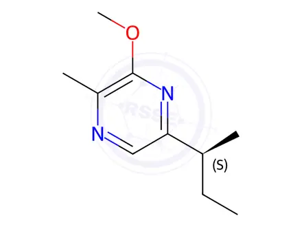 Chemical structure of Pyrazine, 3-methoxy-2-methyl-5-(1-methylpropyl)-, (S)-(9CI)