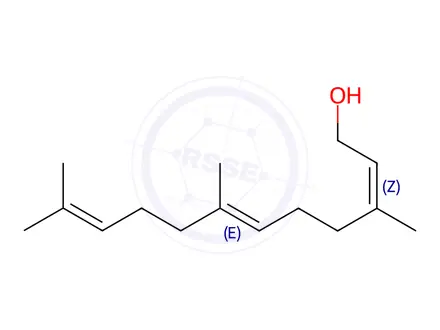 Chemical structure of Farnesol Impurity 1 ((2Z,6E)-Farnesol)